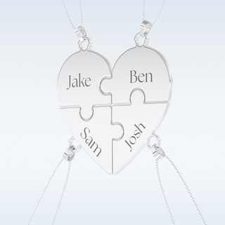 Name Engraved Puzzled Heart Pendant in Solid Gold or Silver 3