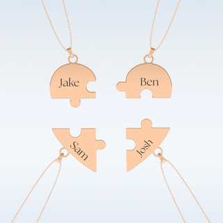 Name Engraved Puzzled Heart Pendant in Solid Gold or Silver 18