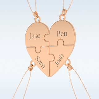 Name Engraved Puzzled Heart Pendant in Solid Gold or Silver 19