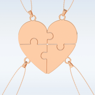 Name Engraved Puzzled Heart Pendant in Solid Gold or Silver 21