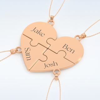 Name Engraved Puzzled Heart Pendant in Solid Gold or Silver 22