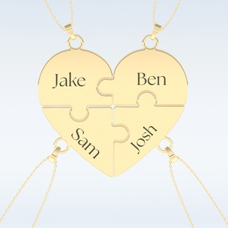 Name Engraved Puzzled Heart Pendant in Solid Gold or Silver 7
