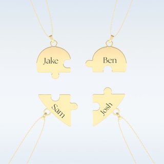 Name Engraved Puzzled Heart Pendant in Solid Gold or Silver 8