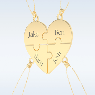 Name Engraved Puzzled Heart Pendant in Solid Gold or Silver 9