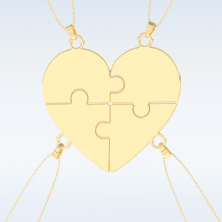 Name Engraved Puzzled Heart Pendant in Solid Gold or Silver 10