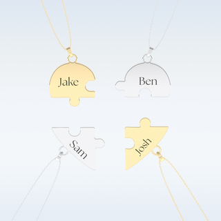 Name Engraved Puzzled Heart Pendant in Solid Gold or Silver 15