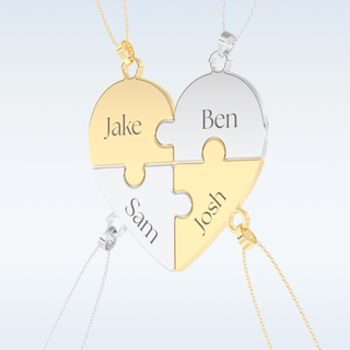 Name Engraved Puzzled Heart Pendant in Solid Gold or Silver 16