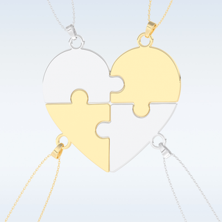 Name Engraved Puzzled Heart Pendant in Solid Gold or Silver 13