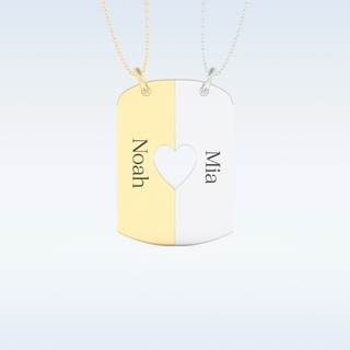 Name Engraved Puzzled Heart Necklace Pendant in Solid Gold or Silver 6