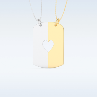 Name Engraved Puzzled Heart Necklace Pendant in Solid Gold or Silver 9