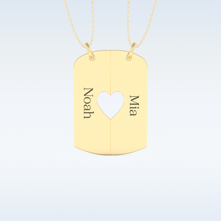 Name Engraved Puzzled Heart Necklace Pendant in Solid Gold or Silver 11