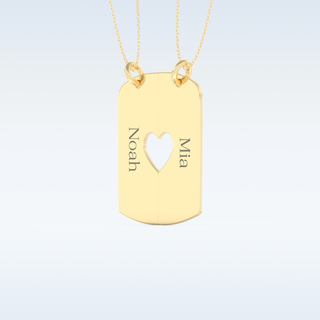 Name Engraved Puzzled Heart Necklace Pendant in Solid Gold or Silver 12