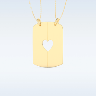 Name Engraved Puzzled Heart Necklace Pendant in Solid Gold or Silver 14