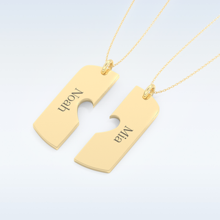 Name Engraved Puzzled Heart Necklace Pendant in Solid Gold or Silver 15