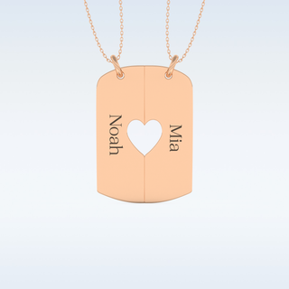 Name Engraved Puzzled Heart Necklace Pendant in Solid Gold or Silver 16