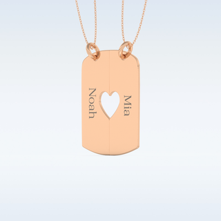 Name Engraved Puzzled Heart Necklace Pendant in Solid Gold or Silver 17