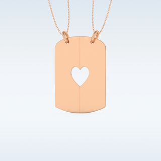 Name Engraved Puzzled Heart Necklace Pendant in Solid Gold or Silver 19