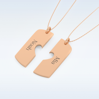 Name Engraved Puzzled Heart Necklace Pendant in Solid Gold or Silver 20