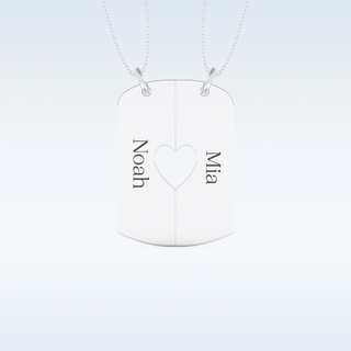 Name Engraved Puzzled Heart Necklace Pendant in Solid Gold or Silver 1