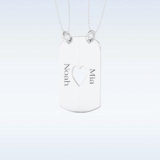 Name Engraved Puzzled Heart Necklace Pendant in Solid Gold or Silver 2