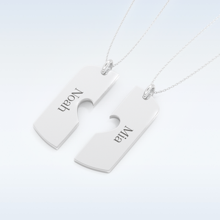 Name Engraved Puzzled Heart Necklace Pendant in Solid Gold or Silver 5