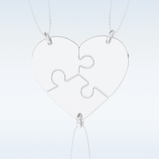 Name Engraved Split Heart Puzzle Pendant in Solid Gold or Silver 5