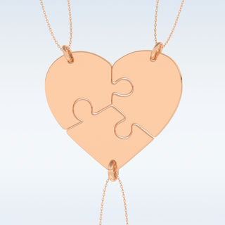 Name Engraved Split Heart Puzzle Pendant in Solid Gold or Silver 17