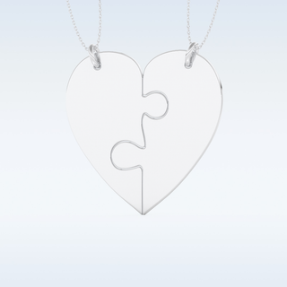 Name Engraved Puzzled Heart Necklace Pendant in Solid Gold or Silver 4