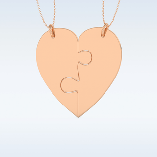 Name Engraved Puzzled Heart Necklace Pendant in Solid Gold or Silver 9