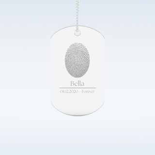 Name and Fingerprint Engraved Pendant in Solid Gold or Silver 1