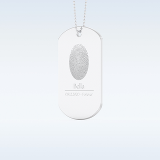Name and Fingerprint Engraved Pendant in Solid Gold or Silver 2