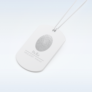 Name and Fingerprint Engraved Pendant in Solid Gold or Silver 5
