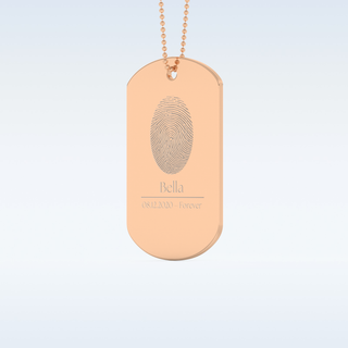 Name and Fingerprint Engraved Pendant in Solid Gold or Silver 12