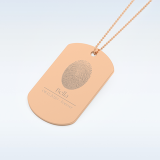 Name and Fingerprint Engraved Pendant in Solid Gold or Silver 15