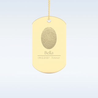 Name and Fingerprint Engraved Pendant in Solid Gold or Silver 6