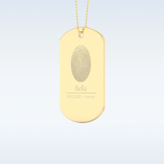 Name and Fingerprint Engraved Pendant in Solid Gold or Silver 7