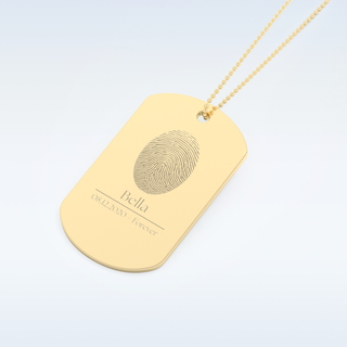 Name and Fingerprint Engraved Pendant in Solid Gold or Silver 8