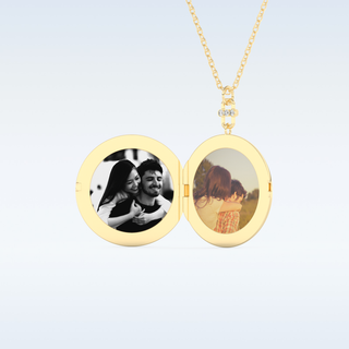 Image Engraved Round Shape Pendant in Solid Gold or Silver 7