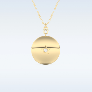 Image Engraved Round Shape Pendant in Solid Gold or Silver 9