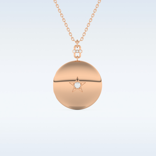 Image Engraved Round Shape Pendant in Solid Gold or Silver 14
