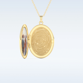 Image and Fingerprint Engraved Round Shape Pendant in Solid Gold or Silver 6