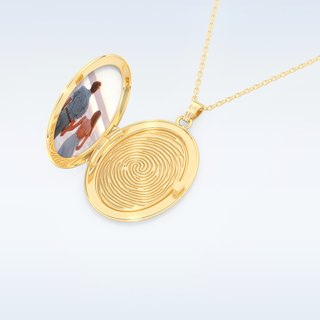 Image and Fingerprint Engraved Round Shape Pendant in Solid Gold or Silver 10