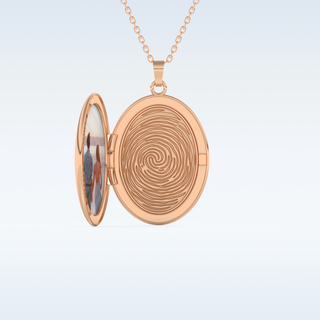 Image and Fingerprint Engraved Round Shape Pendant in Solid Gold or Silver 11