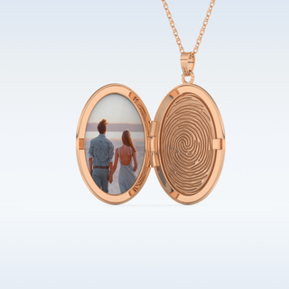 Image and Fingerprint Engraved Round Shape Pendant in Solid Gold or Silver 12