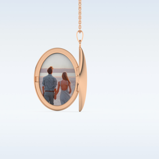 Image and Fingerprint Engraved Round Shape Pendant in Solid Gold or Silver 13