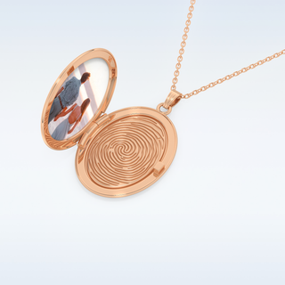Image and Fingerprint Engraved Round Shape Pendant in Solid Gold or Silver 15