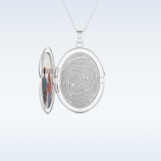 Image and Fingerprint Engraved Round Shape Pendant in Solid Gold or Silver 1