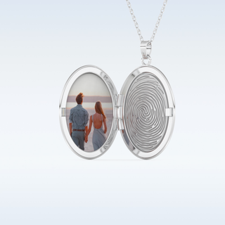 Image and Fingerprint Engraved Round Shape Pendant in Solid Gold or Silver 2