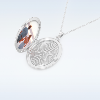 Image and Fingerprint Engraved Round Shape Pendant in Solid Gold or Silver 5