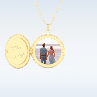 Image and Name Engraved Round Shape Pendant in Solid Gold or Silver 6